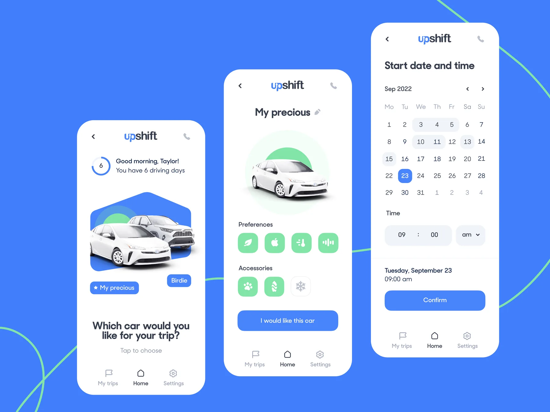 Upshift booking flow