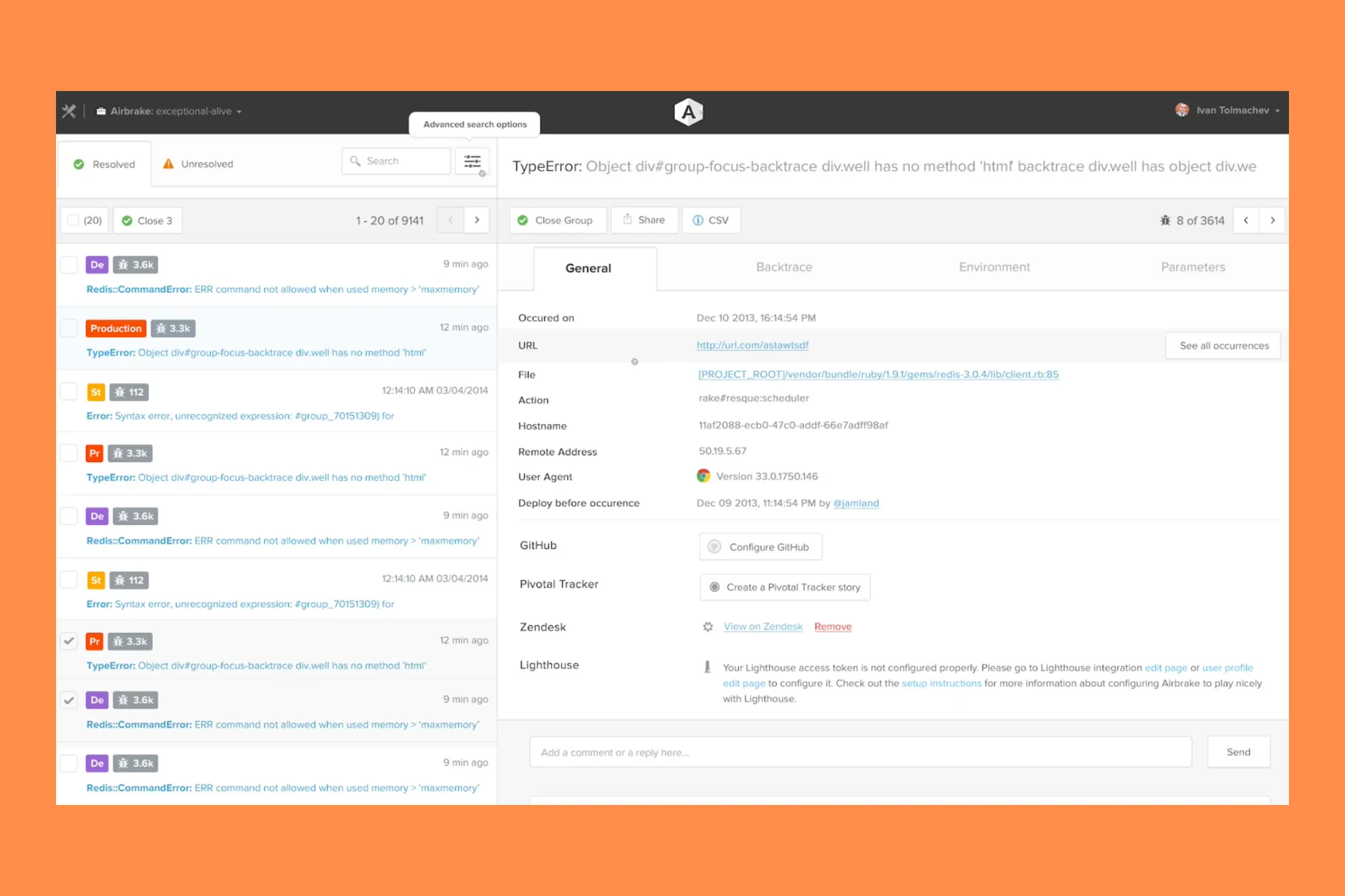 Rackspace dashboard, further detail