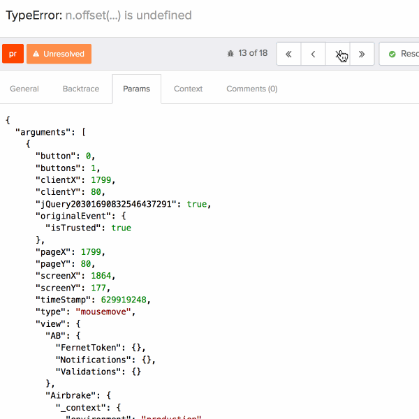 Navigating the error view