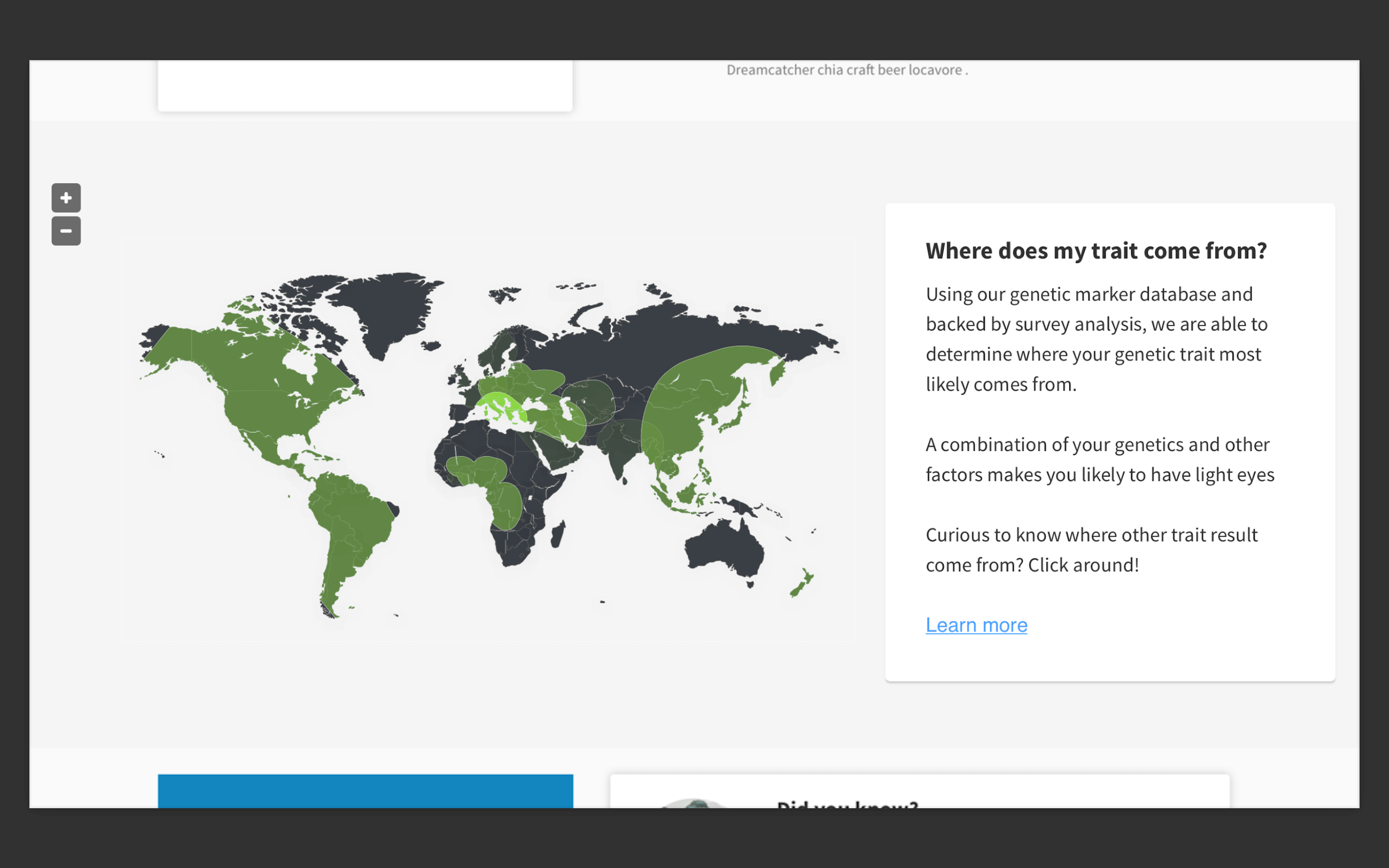 Ancestry DNA — Consumer genomics · Traits & origins